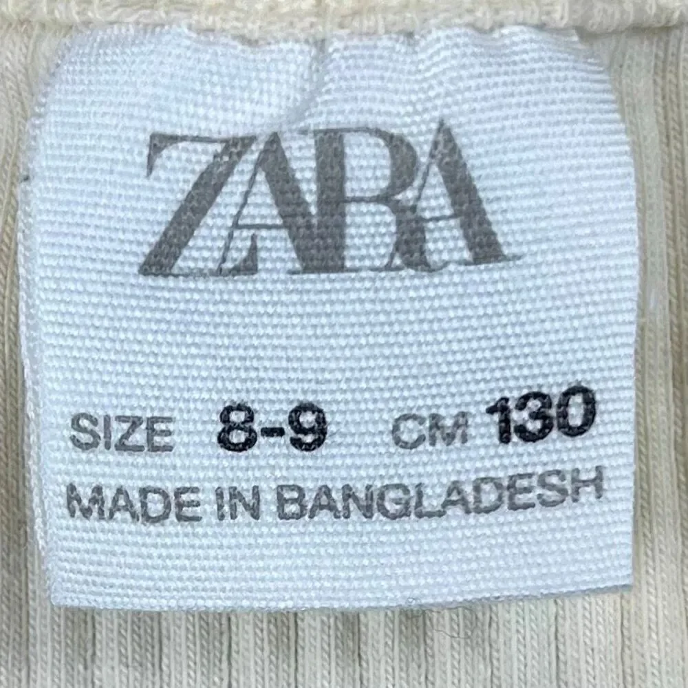 Zara Girls Cream Ribbed Long Sleeve Cold-Shoulder Cutouts Layered Top 8-9
